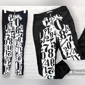 Mustard Seed retro clock face numbers rayon blend silky pants